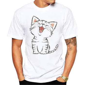 Vasarą Populiarus Amerikiečių Shorthair laimingas T-shirt vyrai Mielas drabužių aukščiausios kokybės mados vyriški marškinėliai gyvūnų spausdinti atsitiktinis marškinėliai