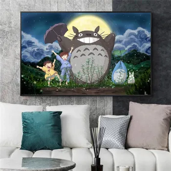Mano Kaimynas Totoro Hayao Miyazaki Animacinį Filmą Plakatai Ir Spausdina Japonų Anime Drobės Tapybos Paveikslą Ant Sienos Menas Apdaila