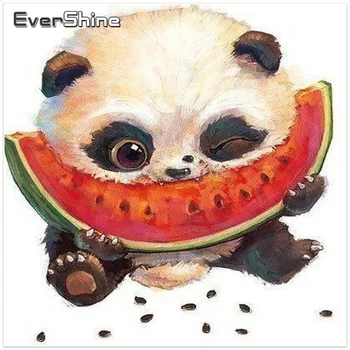 EverShine Diamond Mozaikos Kryželiu Panda Nuotraukas Strazdų Visiškai Gręžimo Diamond Siuvinėjimo Gyvūnų Namų Dekoro Dovana