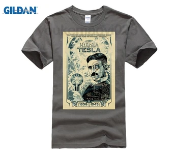 Nikola Tesla Plakatas Išradėjas t-shirt Viršuje Grynos Medvilnės Marškinėliai Naujas Dizainas