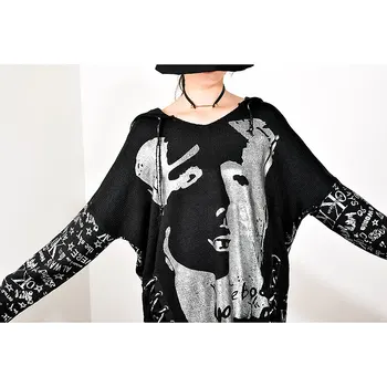 XITAO Streetwear Megztinis Mados Gobtuvu Viršuje Moterų Asmenybės Abėcėlė Modelio Megztinis Moterims Tendencija Tvarstis Trikotažas DMY1863