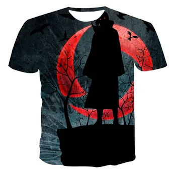 2021 Naujas Vasaros 3 D Marškinėliai Naruto Vyrų Drabužiai Berniukas Vaikas Trumpas Rankovės Kvėpuojantis Mados Anime Kraujo Varantys Akių Pritaikyti 110-6 XL