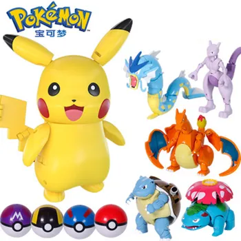 Takara Tomy Pokemon anime, Japonų animacinių filmų Pokeball Duomenys Žaislai, Pikachu Charizard Squirtle Veiksmų Skaičius, Modelis Lėlės Vaikams dovanos