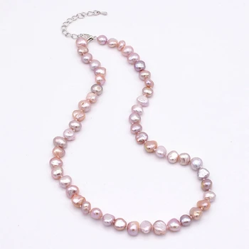 Pearl karoliai, klasikinio stiliaus, natūralaus baroko perlas, juoda / balta / violetinė / žiedų spalva, moterų 's priedai
