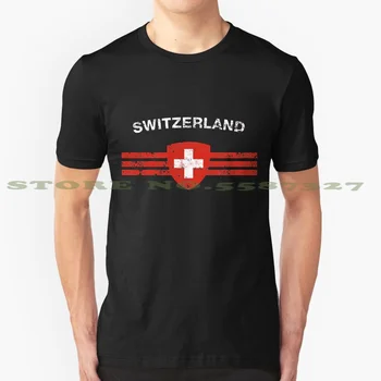Šveicarijos Vėliava Marškinėliai - Šveicarijos Emblema & Šveicarijos Vėliava Shirt Cool Dizaino Madinga Marškinėliai Tee Šveicarijos Vėliava Šveicarija Pasididžiavimas
