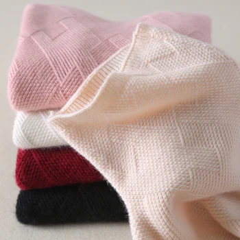 Kašmyrui Megztiniai Moterims 2019 M. Rudens-Žiemos Moterims Grynas Kašmyro Geometrinis Megztų Megztinių Moterų Megztinis