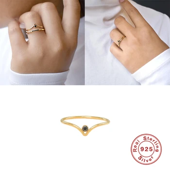 ROXI Kampo Trikampis Kristalai Akių Aukso Žiedus Moterims Anillos Vestuvinis Žiedas 925 Sterlingas Sidabro Piršto Žiedas Papuošalai Vestuvinis Žiedas