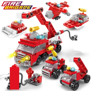 142Pcs Miesto ugniagesių Blokai Nustato ugniagesių Automobilio Modelį Žaislo Surinkimas 