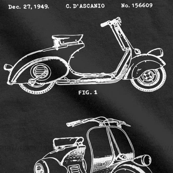 Žmogaus Vespa Marškinėliai Motoroleris Patentų Italija Italija Unikalus Retro Motociklą T-Shirt Laisvalaikio Drabužių Išgrynintas Medvilnės Marškinėliai, Dizainas
