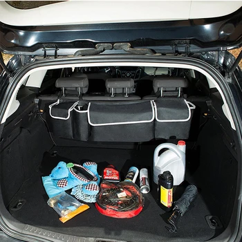 Automobilio bagažo skyriaus Organizatorius Multi Pocket Sėdynės atlošo Kabinti Saugojimo Krepšys Automobilių Kelionės Sukrovimas Valymas Priedai 92*28*10cm