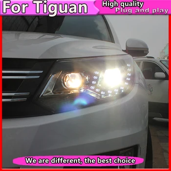 Automobilių Optikos Dėl 2013-2016 m. VW Tiguan Žibintai Naujas Tiguan LED Žibintai DRL Dvigubo Objektyvo Šviesos H7 HID Xenon Automobilių Reikmenys