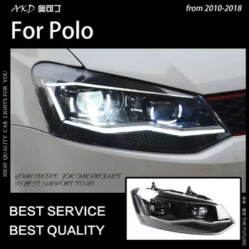 Automobilio Stilius Galvos Lempa Polo LED Žibintų 2010-2020 M. Naujas Polo Žibintai DRL Projektoriaus Objektyvas artimąsias Aukštos Pluošto Priedai
