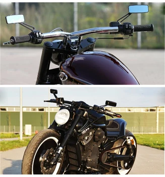 Universalus 8mm 10mm Motociklo Galinio vaizdo Šoniniai Veidrodžiai Juoda Cafe Racer Veidrodėlis, Skirtas suzuki gsr600 kawasaki vulcan s 650 honda žirgas