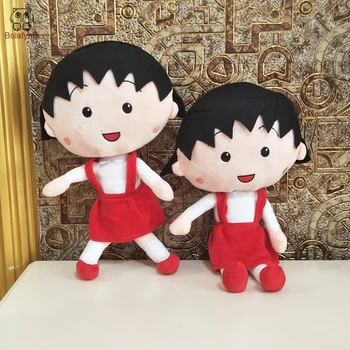 BOLAFINIA mergina lėlės vaikams pliušiniai žaislai Chibi Maruko vaikams, kūdikių įdaryti žaislas Chibi Maruko raudona suknelė