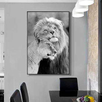 Liūtas-Tamsiai Drobė Menas, Plakatų ir Modernus Spaudinių Gyvūnų Sienos Menas Nuotraukas Afrikos Liūtas Drobės Tapybos Namų Sienų Dekoras