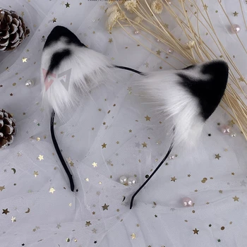 Naujas Rankų Darbo Balti Juoda Katė Stiliaus Ausų Plaukų Lankelis Kalėdų Cosplay Šalies Hairbands Lankelis Galvos Apdangalai, Priedai