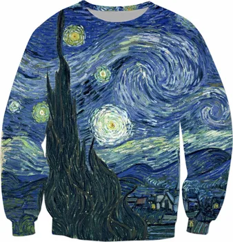 Žvaigždėtą Naktį Palaidinukė Van Gogh Aliejaus Tapybai Hoodies Atsitiktinis Pavasario Komplektus Mados Drabužių Puloveris Tumblr Jumper Viršūnės S-5XL