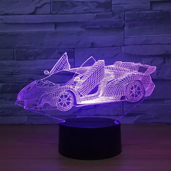 Super Automobilių Statulėlės 3D Iliuzija LED naktinė lempa Spalvinga Šviesos žaislai Pav Super Automobilio Modelį Žaislai Naujovė žaislų, stalo Kalėdų