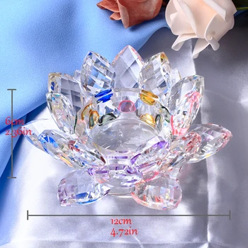 11,5 cm Varicolored Crystal Lotus Žvakidė Mniature Romantiškas Gėlių, Žvakių Laikiklis Spalvinga Stiklo Papuošalai Namų Puošybai