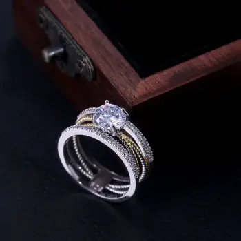 2020 naujas prabangus aukso sidabro spalvos geometrijos vestuvinis žiedas moterims 