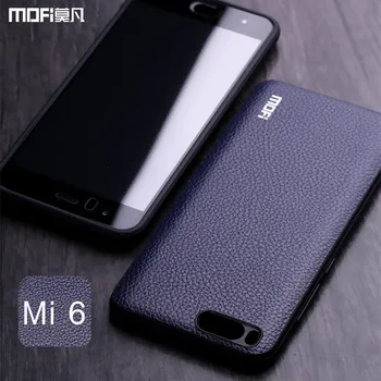 Mi6 atveju Xiaomi mi6 atveju MOFi mėlyna padengti Mi 6 galinį dangtelį PU odos minkštas retro vintage verslo ruda atveju xiaomi mi 6
