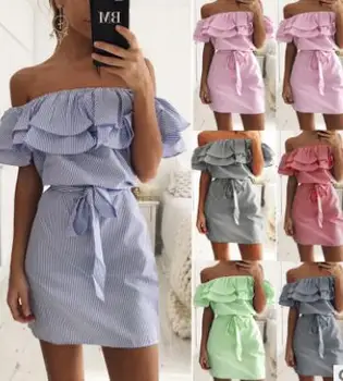 2018 Huiyitao mados juostelės Pynimas Slim suknelė su diržu 6 spalvų avaliable