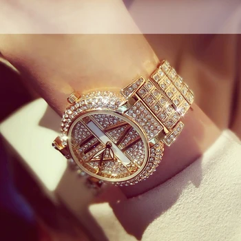 Prabangus Diamond Moterų Laikrodžiai Mados Aukso Valandas Apyrankę ant Riešo Žiūrėti Moterų Dizaino, Kvarciniai Laikrodžių Laikrodis relogio feminino 103635