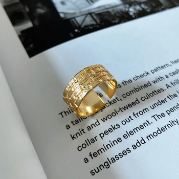 Amaiyllis 925 Sterlingas Sidabro Mados Minimalistinio 18k Aukso Žiedas Asmenybės Rūmų Sienos Žiedas Nereguliarus rodomojo Piršto Žiedą