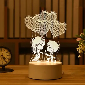 3D Lempos Akrilo LED Nakties Šviesos Valentino Diena Dovana Vestuvių Dekoravimo, Kūdikių Dušas Vaikams Gimtadienio Triušis Velykų Apdaila