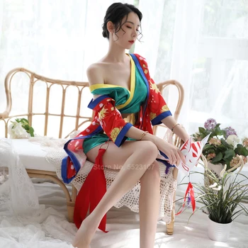 Japonų Stiliaus Moteris Kimono Pižama Nustatyti Cardigan Haori Skraiste Suknelė Rinkinys Satin Seksuali Mini Yukata Suknelė Sleepwear Pižamą Apatinis Trikotažas