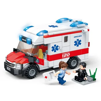 Klasikinis Miesto Priešgaisrinės Serijos Medikas Automobilio Medicinos greitosios pagalbos Raudonojo Kryžiaus Blokai Modelis Rinkinius Vaikams, Žaislų, Dovanų