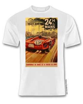 Le Mans 1961 plakatas marškinėliai balti