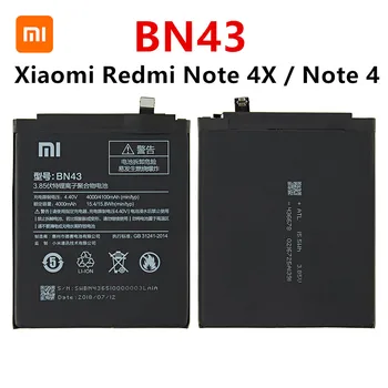 Originalus BN43 baterija 4000mAh Už Xiaomi Redmi Pastaba 4X / 4 Pastaba pasaulio Snapdragon 625 Aukštos Kokybės BN43 Baterija + Nemokamas Įrankiai