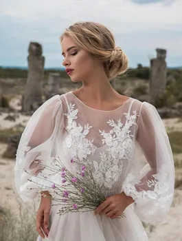 Romantiška Reljefiniai Nėrinių Vien Sodas Vestuvių Suknelės Beach Pavasario Boho Nėščia Šalies Stiliaus 2018 Vestido de novia Nuotakos Suknelė