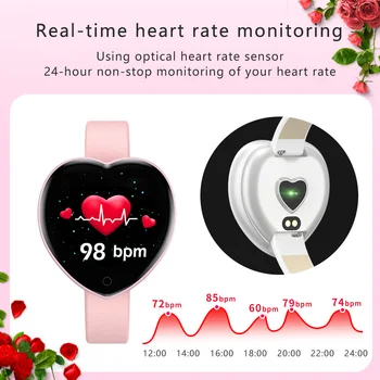 Moterų T52 išmaniųjų laikrodžių apyrankės Fitneso apyrankę smart laikrodis Širdies ritmo tracker Stebėti kraujo spaudimą, Kraujo Deguonies Smart Grupė