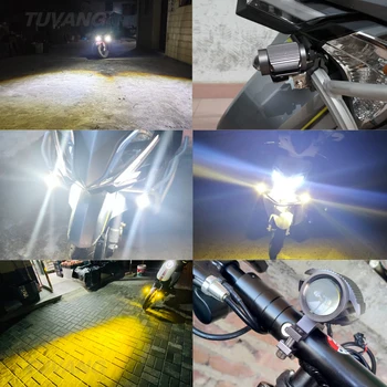 15W Super Šviesus Tri-modelio Motociklo LED Žibintų w/ Mini Projektoriaus Objektyvas Automobilių ATV Vairavimo Foglight Pagalbiniai Akiratyje