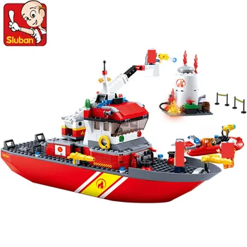 429Pcs Miesto Priešgaisrinės Policijos Jūrų Gelbėjimo Valtis Laivo Modelį, Statyba Blokai Rinkiniai Brinquedos įrangos pardavimas, biuro įrangos Plytų Švietimo Žaislai Vaikams