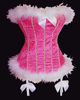 Ponia Kalėdų Rožinės spalvos Korsetas Vakarų Kalėdų Overbust Korsetas Viršūnes Moterims