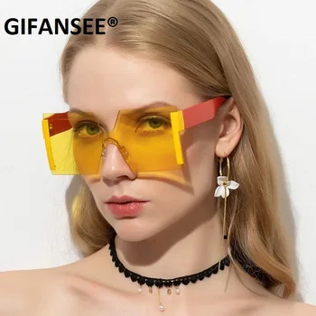 GIFANSEE taškus Aikštė akiniai nuo saulės moterims, negabaritinių prabangių senovinių prekės dizaineris didelis moterų oculos UV400 vyrų atspalvių akiniai