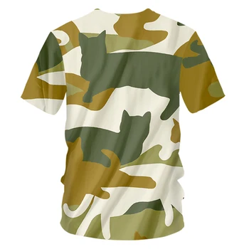 OGKB T-shirt Hombre Mados, O kaklo 3D T-shirt Išspausdintas Kamufliažas katė Hip-Hop 6XL Drabužius Unisex Vasaros T Shirts
