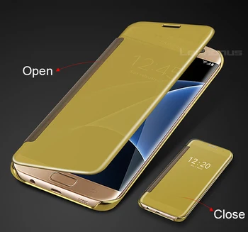 Smart Aiškiai Matyti, Veidrodis, Flip Case For Samsung Galaxy S5 S6 S7 Krašto Note5 Note8 S8 Plius Telefono Dėklas Samsung S9 S7 Dangtis