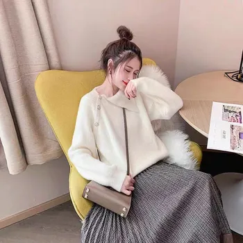 2020 m. Žiemos megztinis Moterims ilgomis Rankovėmis Korėja literatūros ir meno šviežių džemperis moterims r tingus vėjas megztiniai megztinis storas