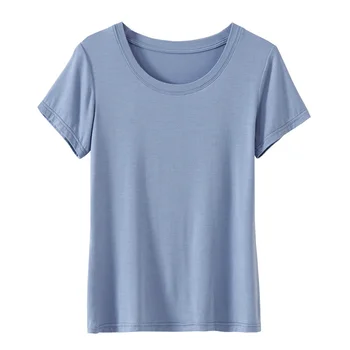 Vasarą Naujos apvalios Kaklo Plonas Plonas trumparankoviai marškinėliai Moteriška marškinėliai korėjos drabužių