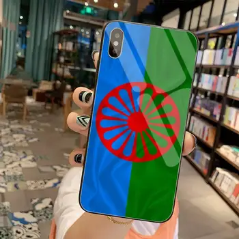 HPCHCJHM Čigonų Tautybės Romų Vėliavos Telefono padengti Shell Grūdintas Stiklas iPhone 11 Pro XR XS MAX 8 X 7 6S 6 Plus SE 2020 atveju