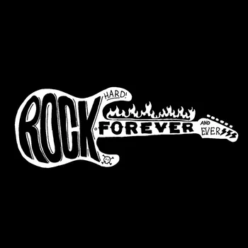 Cartoon Automobilių Lipdukas Muzika Rock Forever Gitara Gaisro Motociklo Vinilo Vandeniui atspari galinio vaizdo Veidrodis Priedai Pvc 15cm X 6cm
