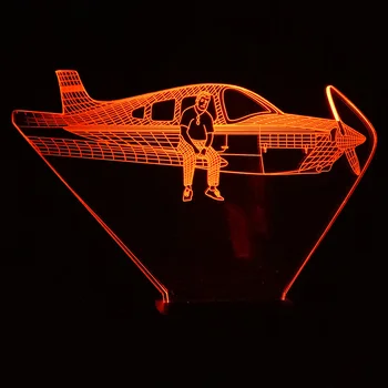 Lėktuvo LED 3D Naktį Šviesa 7 Spalva Keičiasi Touch USB Jet 3D Iliuzija Led Stalo Lempa Kūdikio Miegamojo Apšvietimas