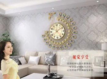 3D Didelis Povas Sieninis Laikrodis Modernaus Dizaino Namų Dekoro Sieniniai Laikrodžiai Kambarį 40pcs Deimantų Dekoratyvinė kalvystė Silent Laikrodis