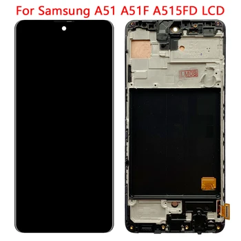 SUPER AMOLED A515F LCD Samsung Galaxy A51 LCD A515 A515F A515F/DS Dispaly Jutiklinis Ekranas Su Rėmo Surinkimas, Remontas, Dalys