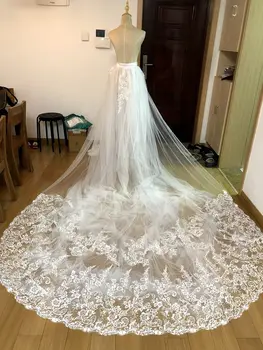 Nuotaka vestuvių suknelė prabangūs nėriniai slidinėti vestuvių suknelė nuimamas uodega šydas EE5678