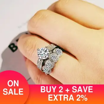 2021 naujas prabangus turas 925 sterlingas sidabro vestuvių žiedas rinkinys moterims lady jubiliejų dovana, papuošalai urmu parduoti Juodasis penktadienis R5138